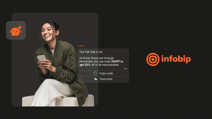 press-release Ilustrasi antarmuka platform AI AgentOS dari Infobip di layar komputer