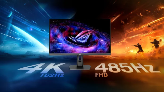 Tiga monitor gaming ASUS ROG Strix dan TUF Gaming dengan panel 27 inci